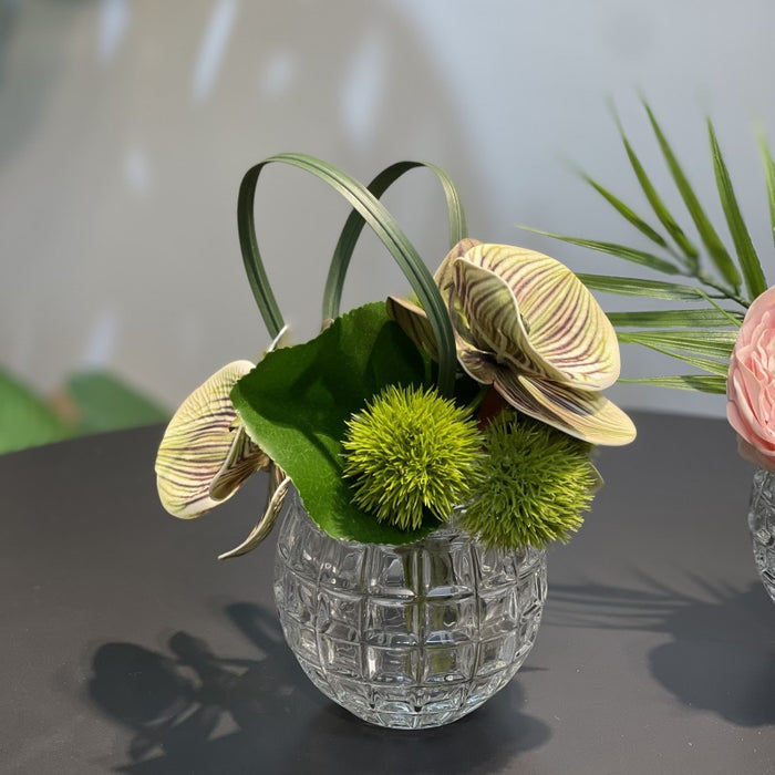 Bulk 7.9" Small Glass Floral Bouquet - Elegant Decor for Restaurant & Bar Wholesale