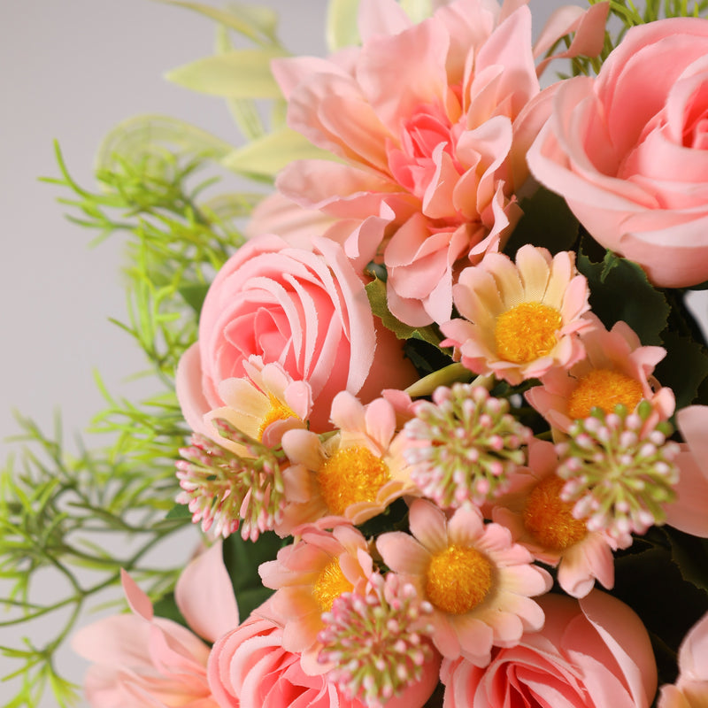 Bulk 9" Free-Form Bridal Bouquet in Soft Pink Rose Dahlia and Daisy Bouquet Wholesale