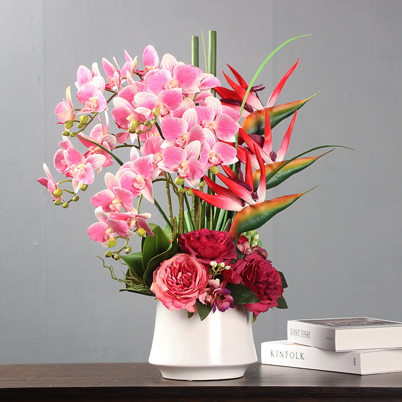 Bulk 22.8" Real Touch Phalaenopsis Floral Arrangement with Vase - Realistic Faux Orchid Bouquet for Home Decor Wholesale