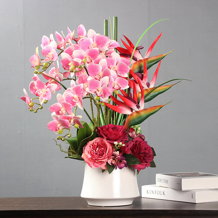 Bulk 22.8" Real Touch Phalaenopsis Floral Arrangement with Vase - Realistic Faux Orchid Bouquet for Home Decor Wholesale
