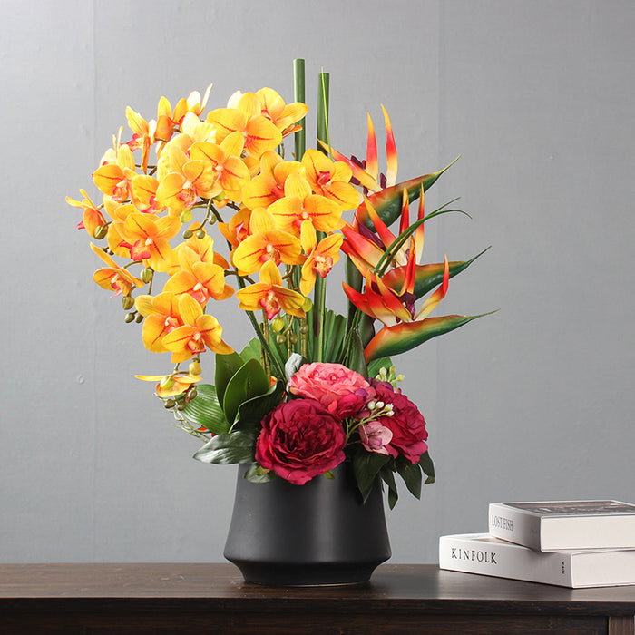 Bulk 22.8" Real Touch Phalaenopsis Floral Arrangement with Vase - Realistic Faux Orchid Bouquet for Home Decor Wholesale