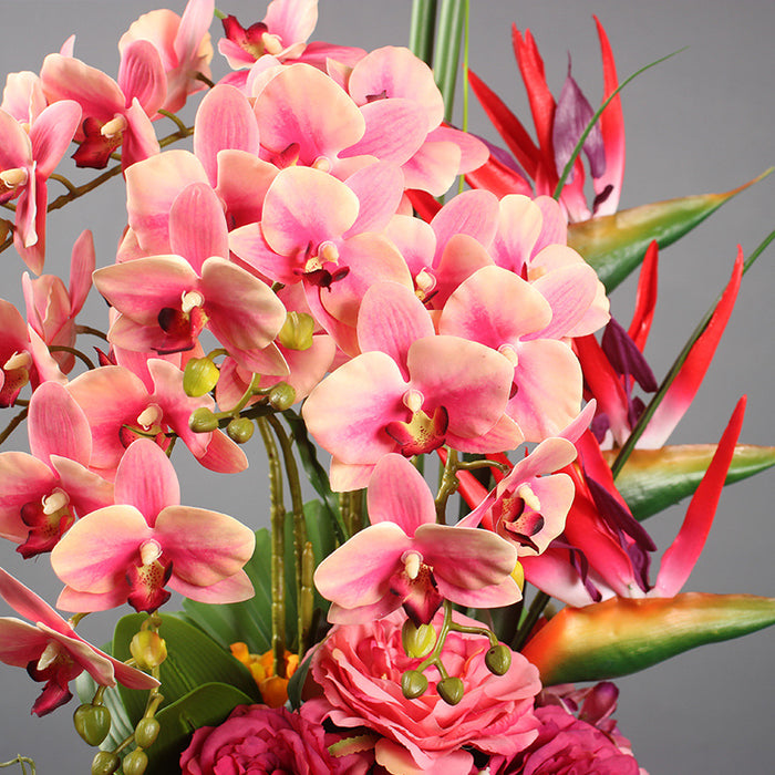 Bulk 22.8" Real Touch Phalaenopsis Floral Arrangement with Vase - Realistic Faux Orchid Bouquet for Home Decor Wholesale