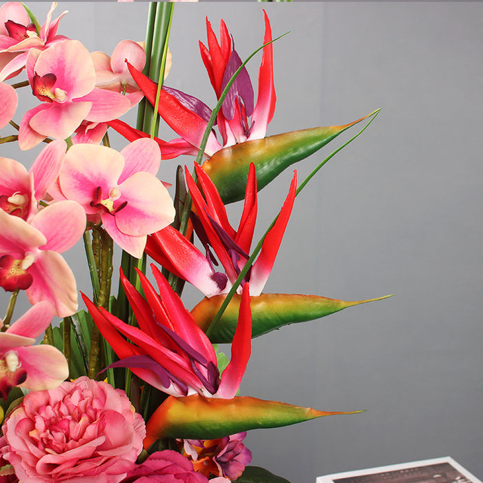 Bulk 22.8" Real Touch Phalaenopsis Floral Arrangement with Vase - Realistic Faux Orchid Bouquet for Home Decor Wholesale