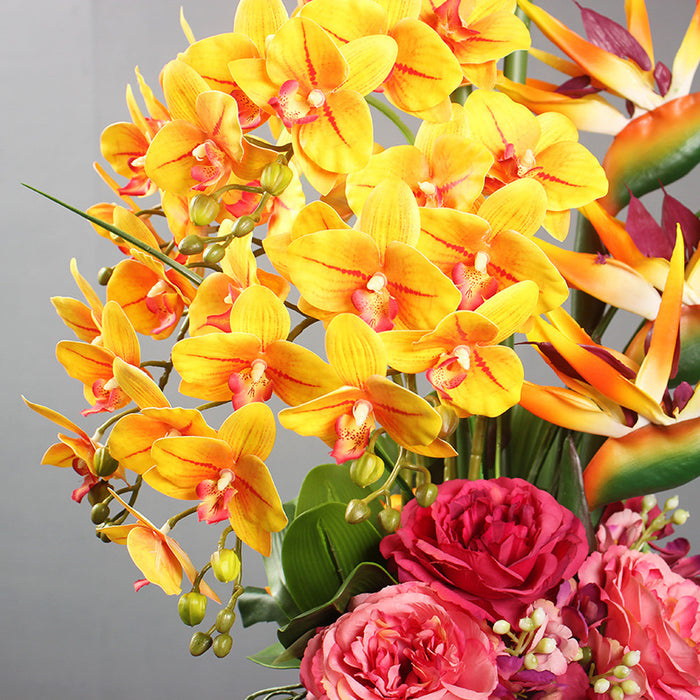 Bulk 22.8" Real Touch Phalaenopsis Floral Arrangement with Vase - Realistic Faux Orchid Bouquet for Home Decor Wholesale