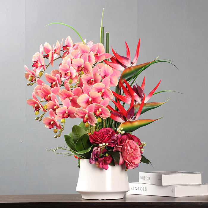 Bulk 22.8" Real Touch Phalaenopsis Floral Arrangement with Vase - Realistic Faux Orchid Bouquet for Home Decor Wholesale