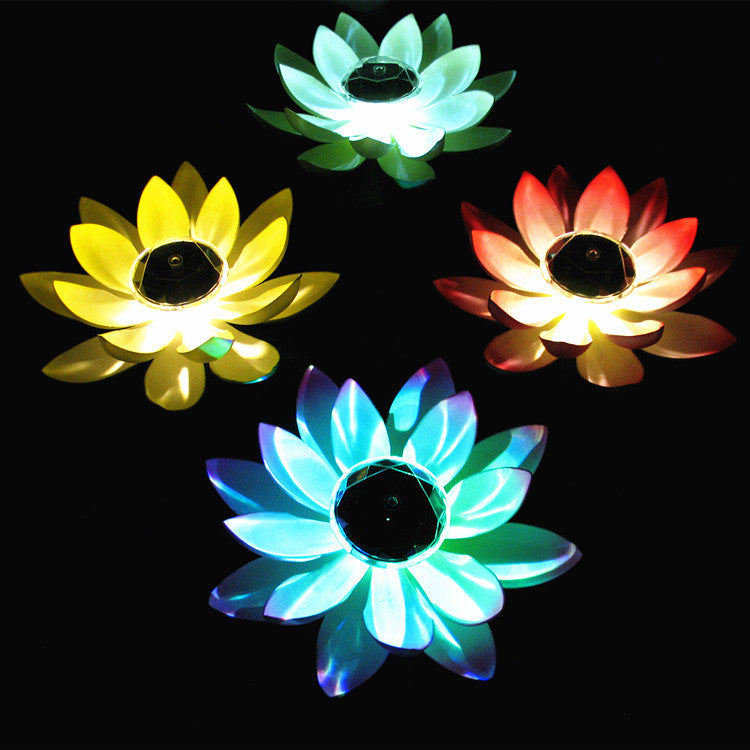 Bulk Solar Power Energy Floating Lotus Flower LED Light Water Hyacinth Pond Plants Wholesale