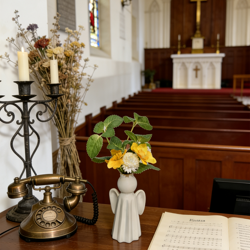 Bulk 10" Spring Flowers in Angel Ceramic Vase Church Spring Floral Decor Wholesale