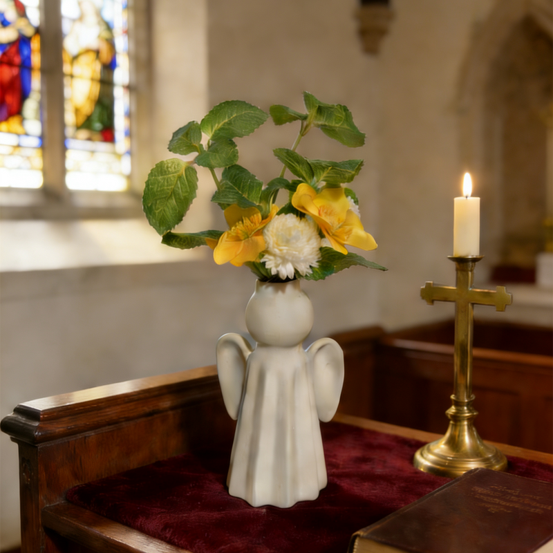 Bulk 10" Spring Flowers in Angel Ceramic Vase Church Spring Floral Decor Wholesale