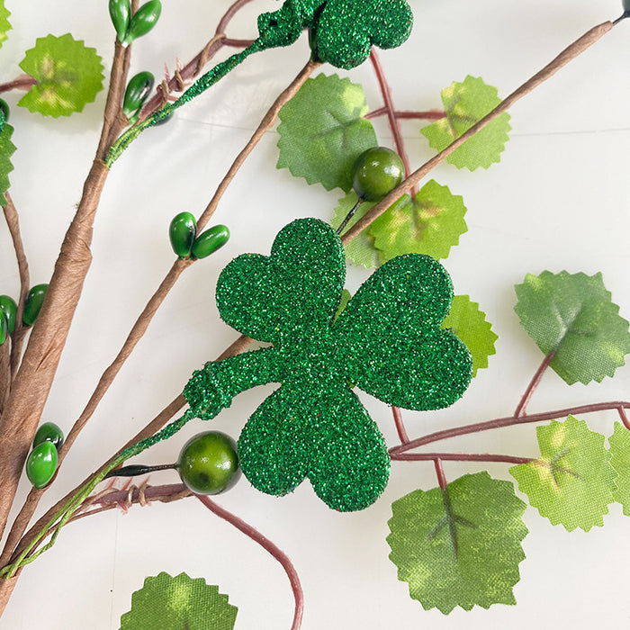 Bulk Artificial Clover Stems Picks for St. Patricks Day Floral Twig Stem for Irish Vase Bouquet and DIY Craft Wholesale
