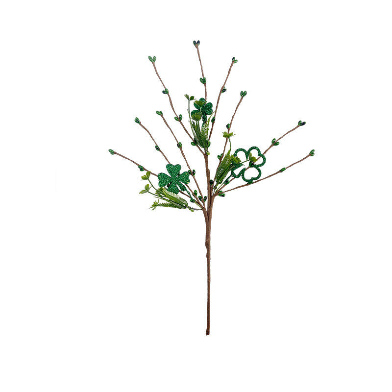 Bulk Artificial Clover Stems Picks for St. Patricks Day Floral Twig Stem for Irish Vase Bouquet and DIY Craft Wholesale