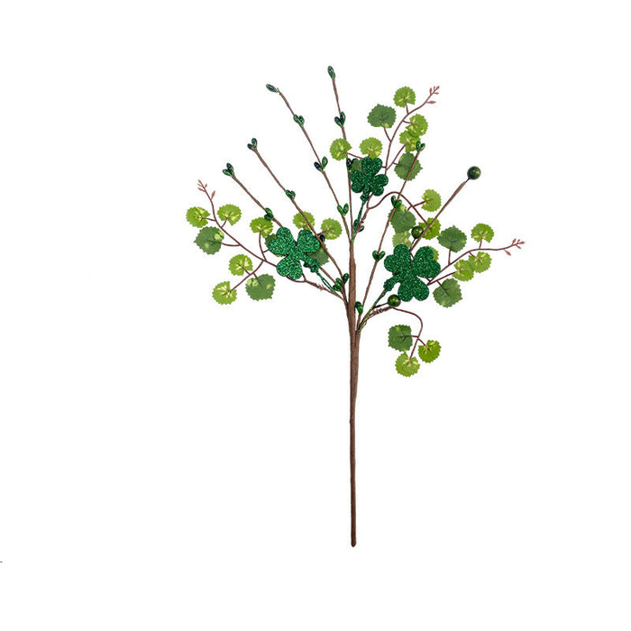 Bulk Artificial Clover Stems Picks for St. Patricks Day Floral Twig Stem for Irish Vase Bouquet and DIY Craft Wholesale