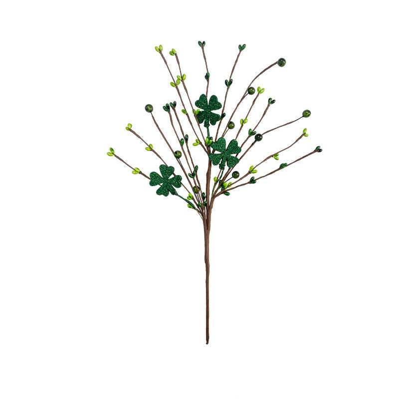 Bulk Artificial Clover Stems Picks for St. Patricks Day Floral Twig Stem for Irish Vase Bouquet and DIY Craft Wholesale