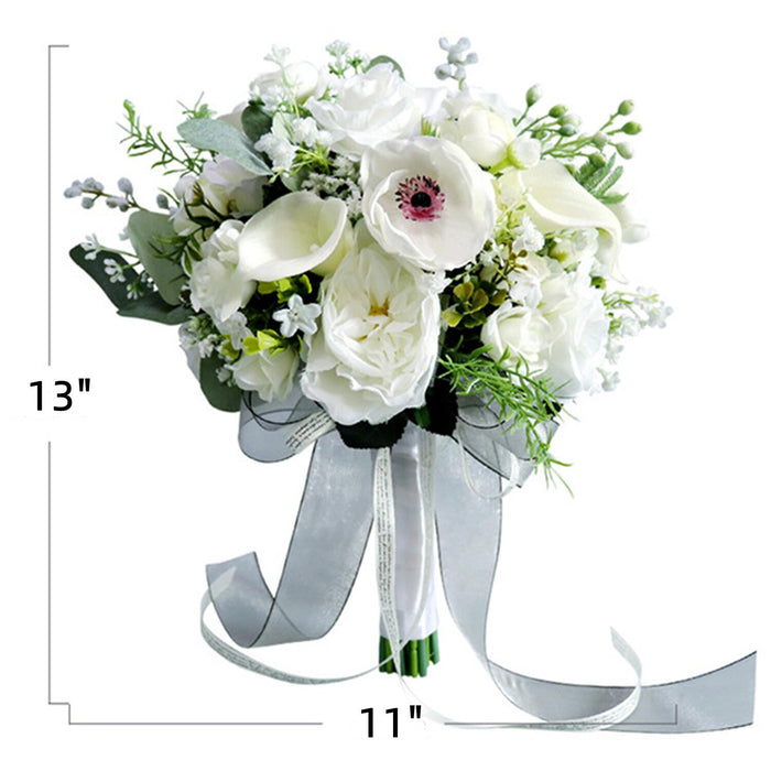 Bulk Standard 11" Bridal Bouquets Ivory and Green Wedding Bouquets Wholesale