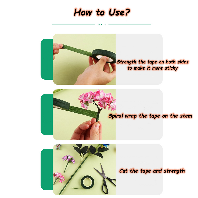 Lot de 3 rubans floraux de 16 couleurs de 1/2" de large pour l'emballage des tiges de bouquet et l'artisanat floral en gros