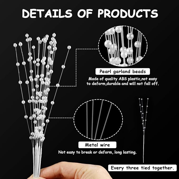 Clearance Bulk 10Pcs String Pearl Stems Wedding Pearl Bridal Bouquet Beaded Strand for Wedding Crafts Wholesale