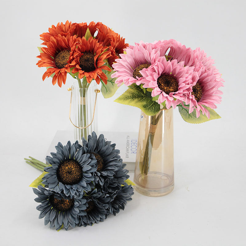 Bouquet de tournesols artificiels en soie de 12 pouces en vrac, décoration d'automne en gros