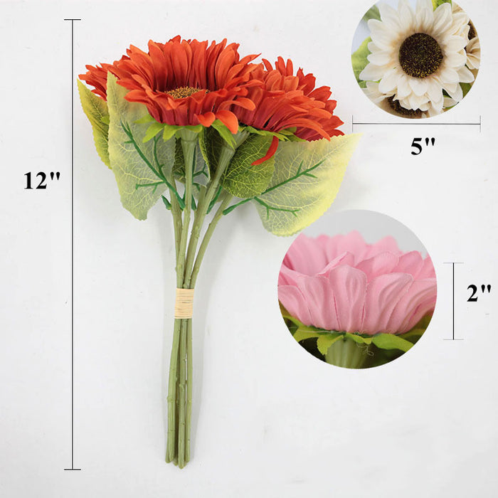 Bulk 12" Sunflower Bouquet Artificial Silk Flower Autumn Decoration Wholesale