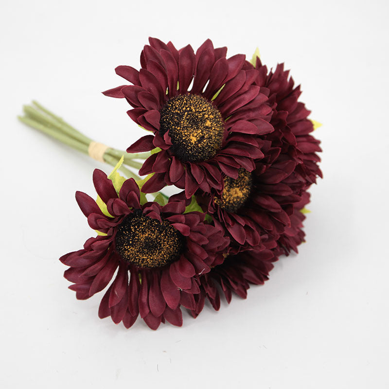 Bouquet de tournesols artificiels en soie de 12 pouces en vrac, décoration d'automne en gros