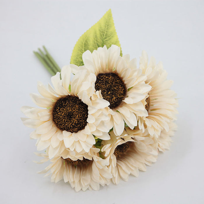 Ramo de girasol a granel de 10 ", ramo de flores artificiales para boda, decoración del hogar, venta al por mayor