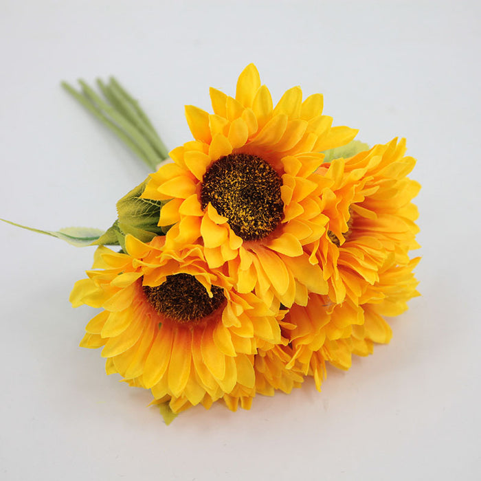 Bulk 12" Sunflower Bouquet Artificial Silk Flower Autumn Decoration Wholesale