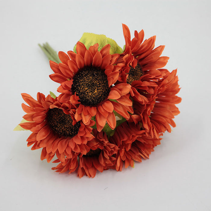 Bulk 12" Sunflower Bouquet Artificial Silk Flower Autumn Decoration Wholesale