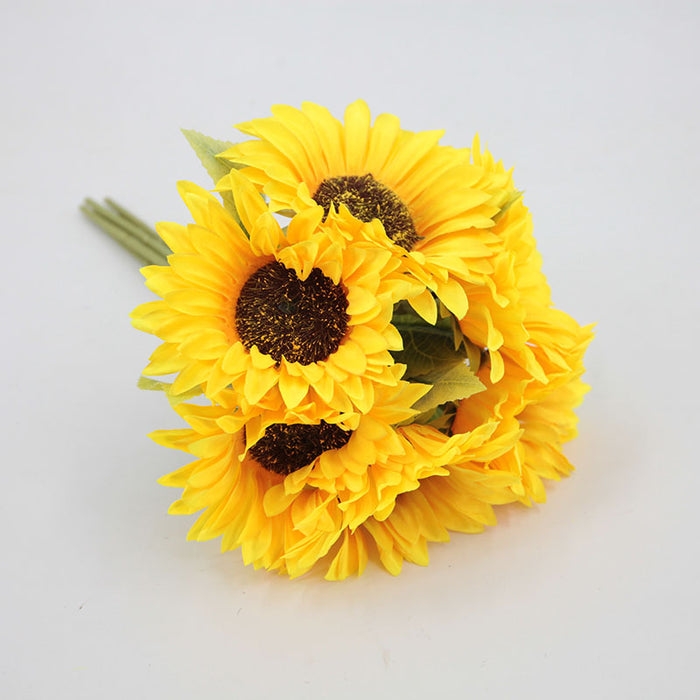 Bulk 12" Sunflower Bouquet Artificial Silk Flower Autumn Decoration Wholesale