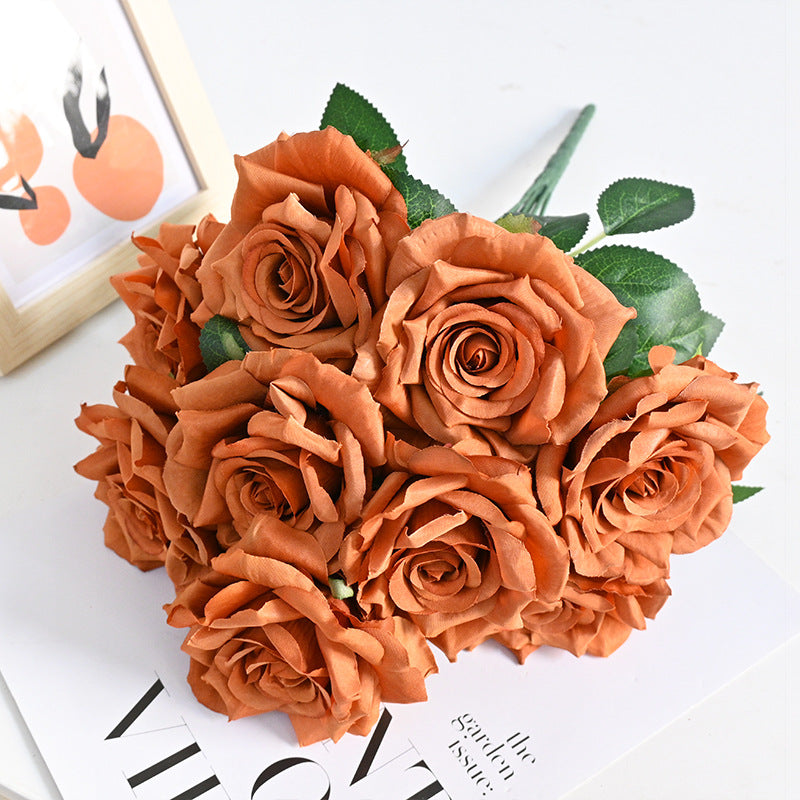 Bulk 20 Colors Tea Rose Bush Bouquet Silk Flowers Artificial Wholesale