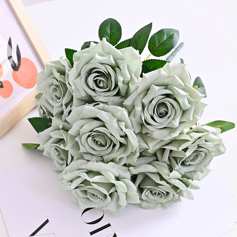 Bulk 20 Colors Tea Rose Bush Bouquet Silk Flowers Artificial Wholesale