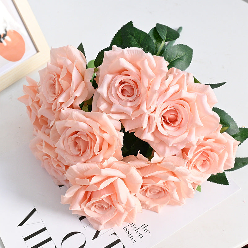 Bulk 20 Colors Tea Rose Bush Bouquet Silk Flowers Artificial Wholesale