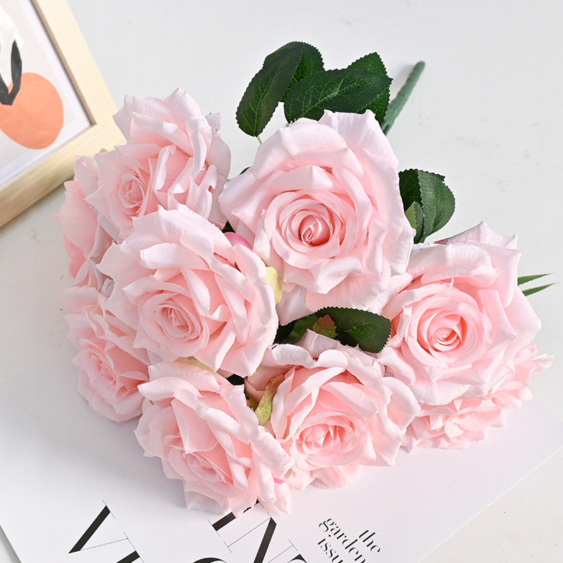 Bulk 20 Colors Tea Rose Bush Bouquet Silk Flowers Artificial Wholesale