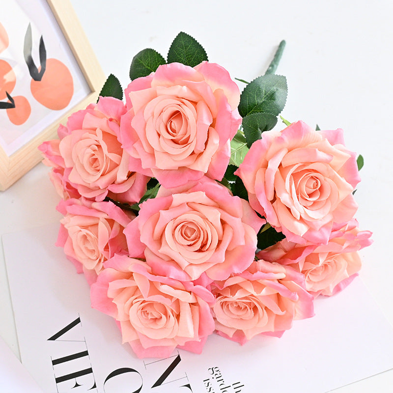 Bulk 20 Colors Tea Rose Bush Bouquet Silk Flowers Artificial Wholesale