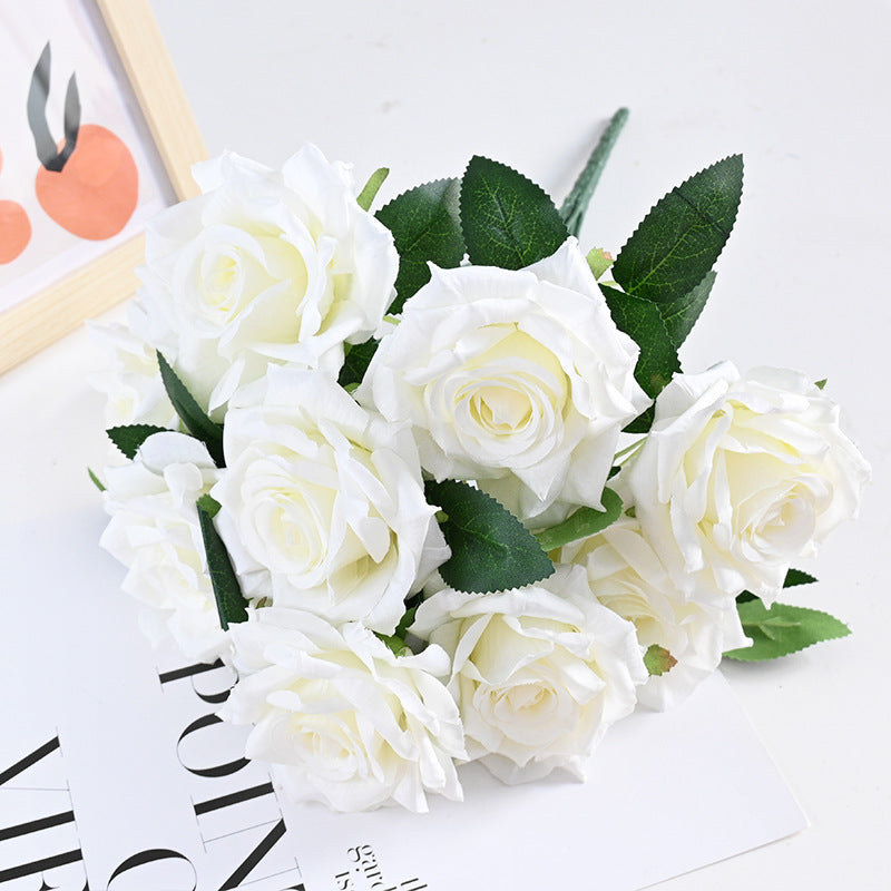 Bulk 20 Colors Tea Rose Bush Bouquet Silk Flowers Artificial Wholesale