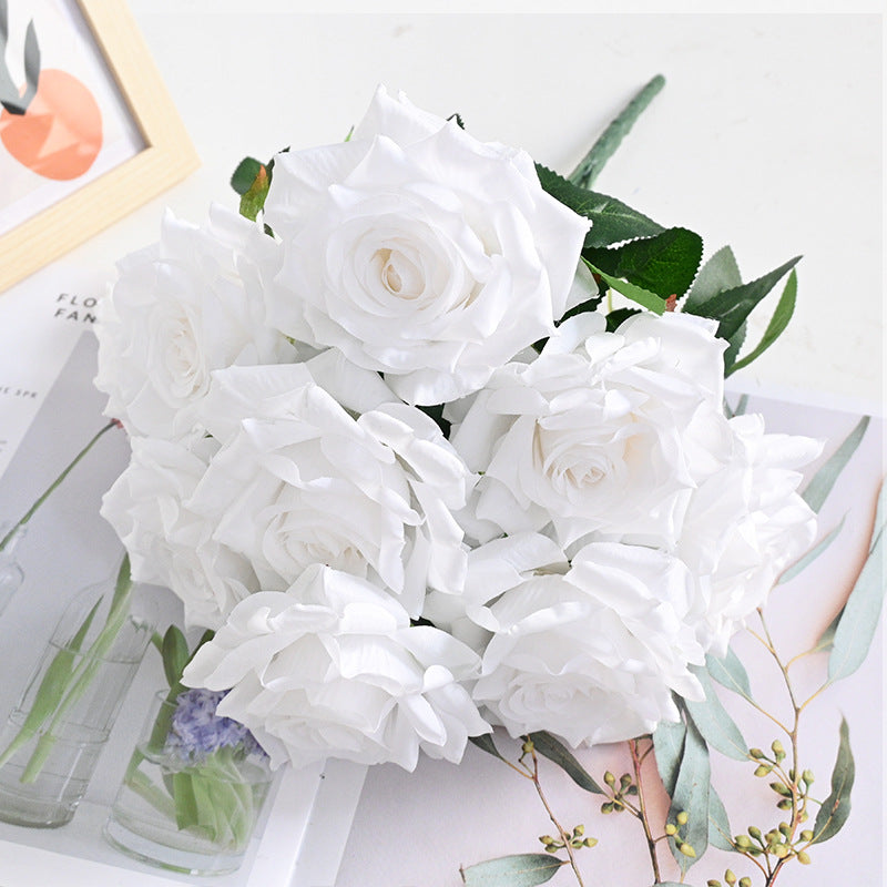 Bulk 20 Colors Tea Rose Bush Bouquet Silk Flowers Artificial Wholesale