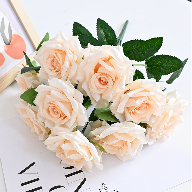 Bulk 20 Colors Tea Rose Bush Bouquet Silk Flowers Artificial Wholesale