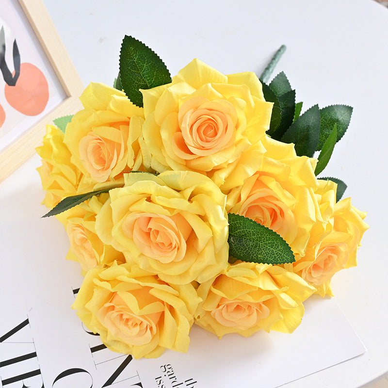 Bulk 20 Colors Tea Rose Bush Bouquet Silk Flowers Artificial Wholesale