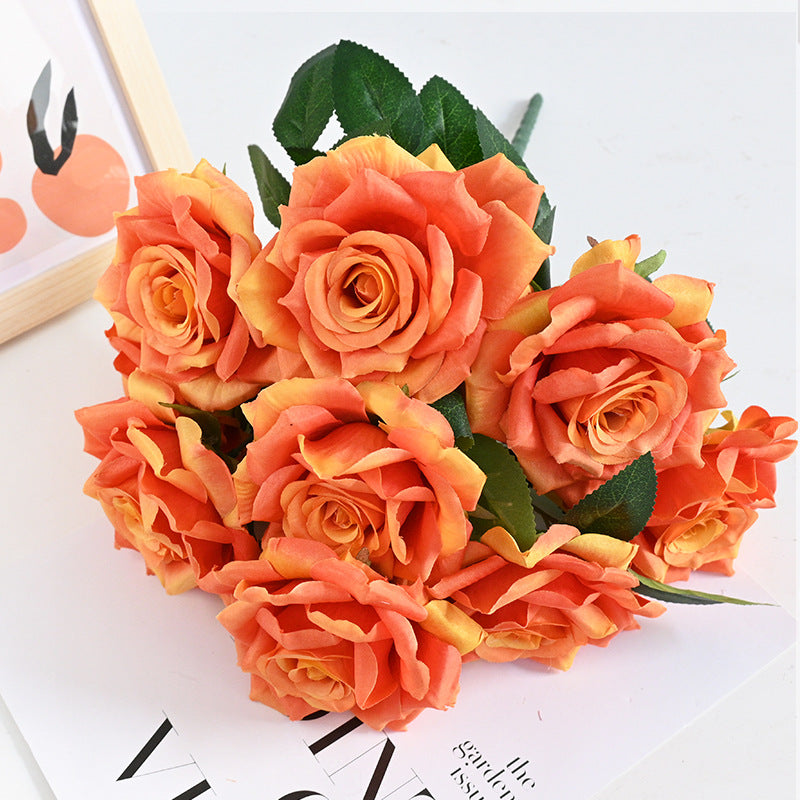 Bulk 20 Colors Tea Rose Bush Bouquet Silk Flowers Artificial Wholesale