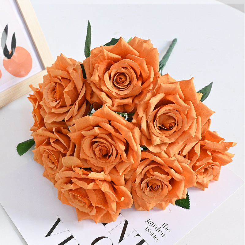 Bulk 20 Colors Tea Rose Bush Bouquet Silk Flowers Artificial Wholesale