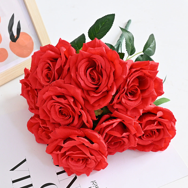 Bulk 20 Colors Tea Rose Bush Bouquet Silk Flowers Artificial Wholesale