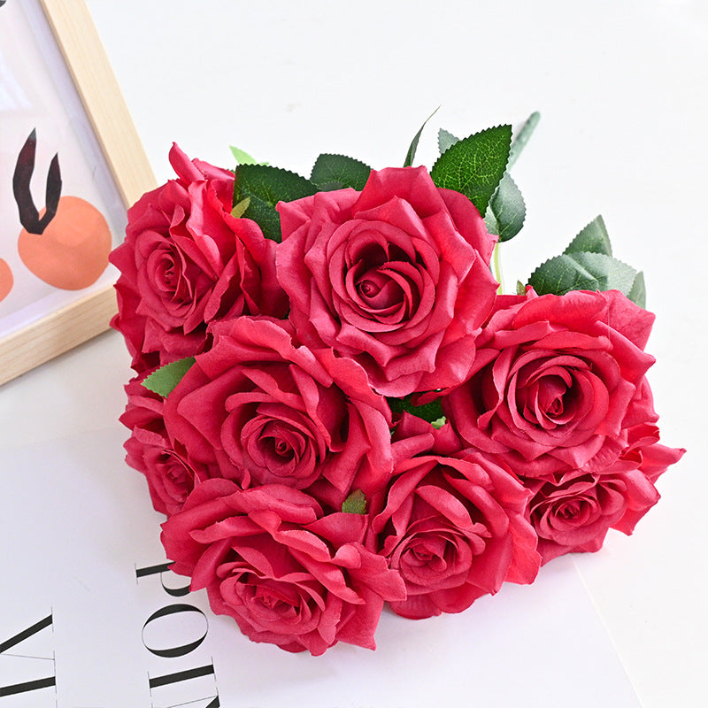 Bulk 20 Colors Tea Rose Bush Bouquet Silk Flowers Artificial Wholesale