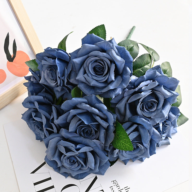 Bulk 20 Colors Tea Rose Bush Bouquet Silk Flowers Artificial Wholesale