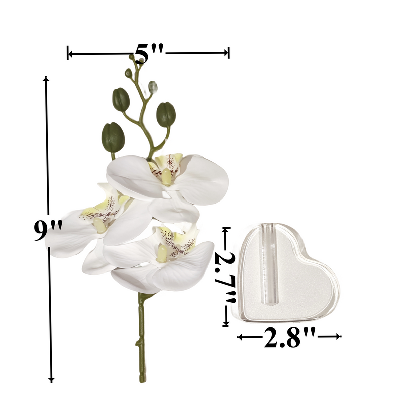 Arrangement de centres de table Bouquet d'orchidées Phalaenopsis Real Touch sur une base en forme de cœur 