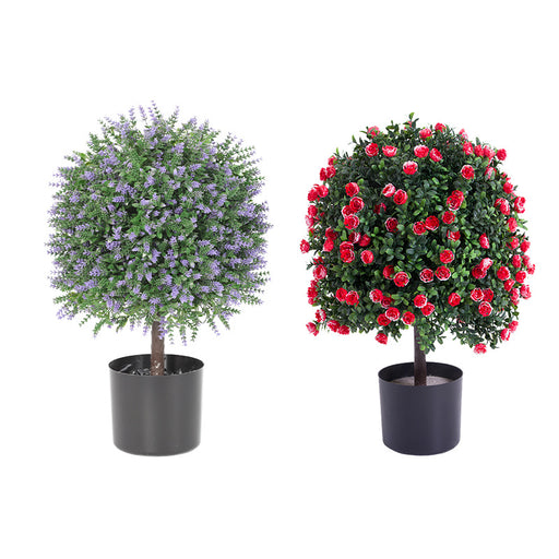 lavender ball tree Bulk 2 Pack Artificial Topiary Lavender Ball Rose Ball Potted Tree Pla — Artificialmerch