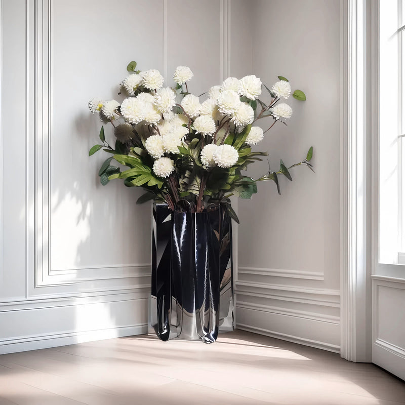 Bulk 21" Faux Cream Kiku Pom Pom Balls Floral Aesthetics Arrangement Potted Flowers Wholesale