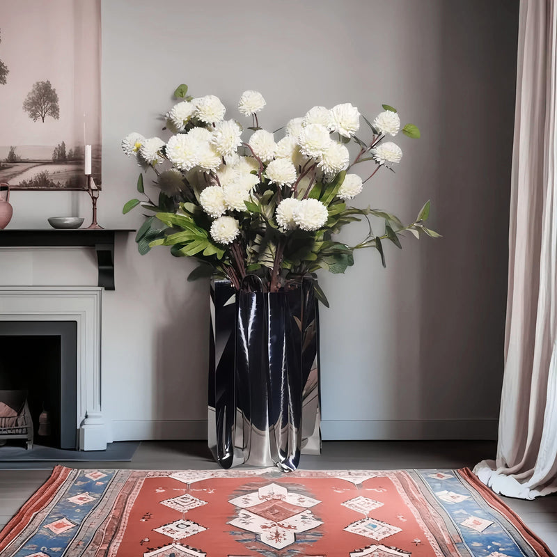 Bulk 21" Faux Cream Kiku Pom Pom Balls Floral Aesthetics Arrangement Potted Flowers Wholesale