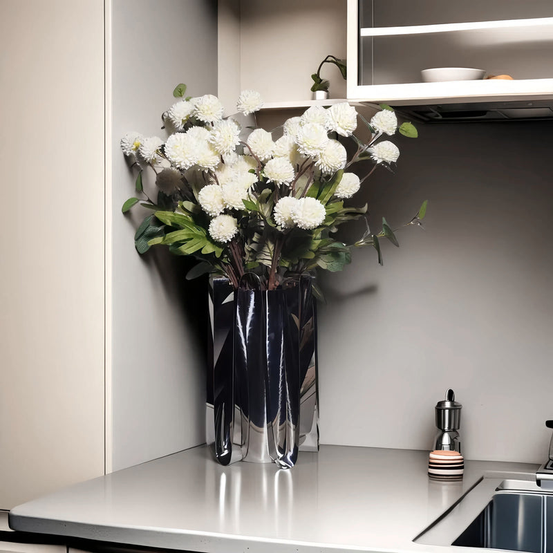 Bulk 21" Faux Cream Kiku Pom Pom Balls Floral Aesthetics Arrangement Potted Flowers Wholesale