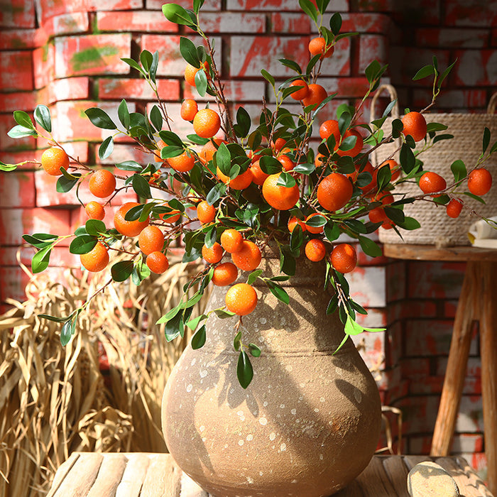 Bulk 34" 7 Fruits Tangerine Stems Spray Kumquat Branches Artificial Fruits Wholesale