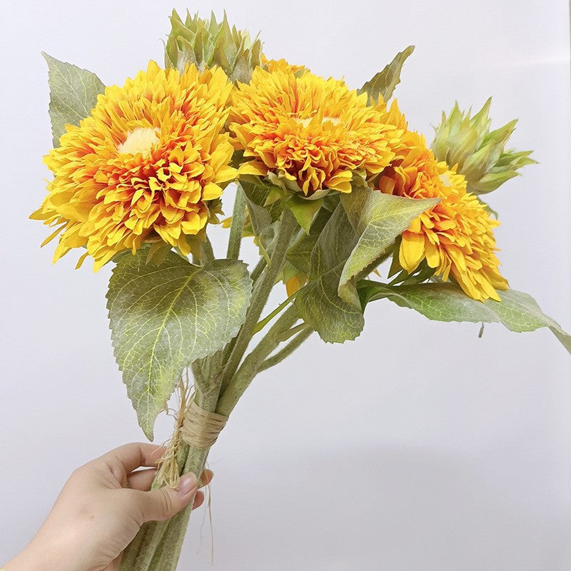 Bulk 1 Bundle 16.5" Teddy Bear Sunflower Bouquets – Perfect for Fall Decor Wholesale
