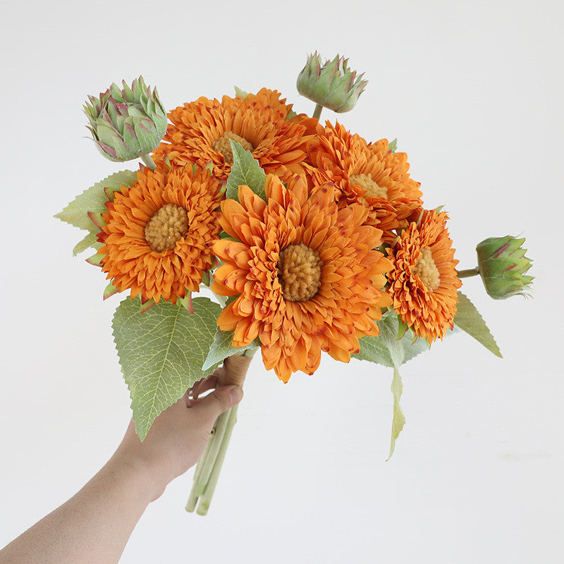 Bulk 1 Bundle 16.5" Teddy Bear Sunflower Bouquets – Perfect for Fall Decor Wholesale
