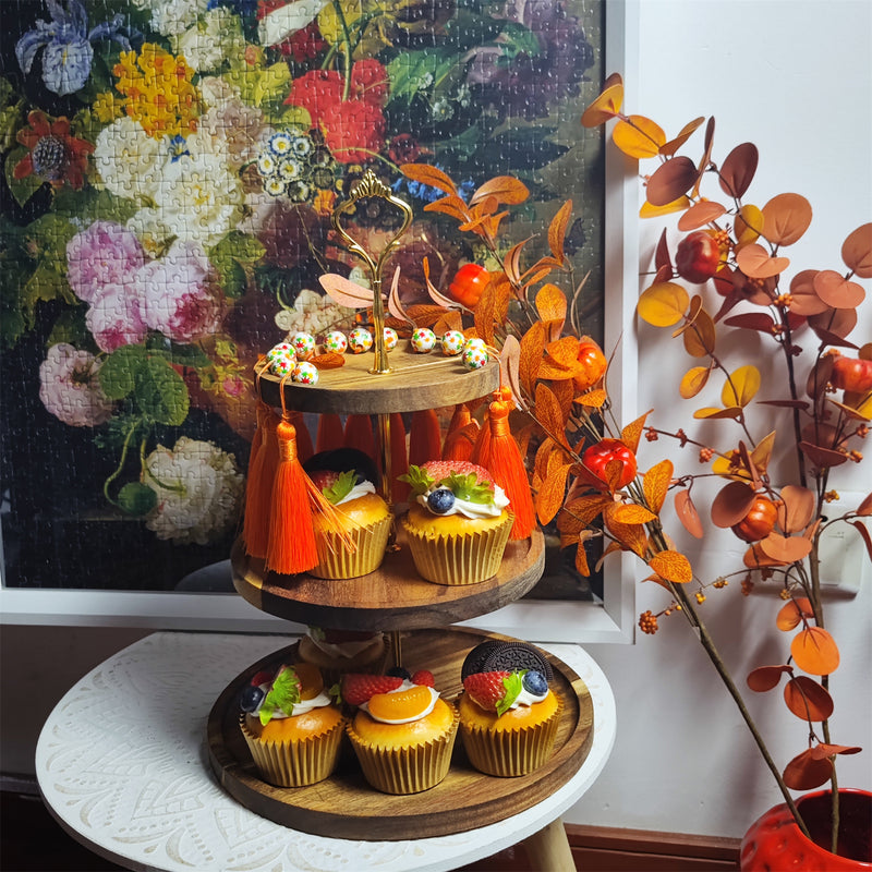 Plateau à étages en bois d'érable pour Thanksgiving - Décoration d'intérieur belle et fonctionnelle 