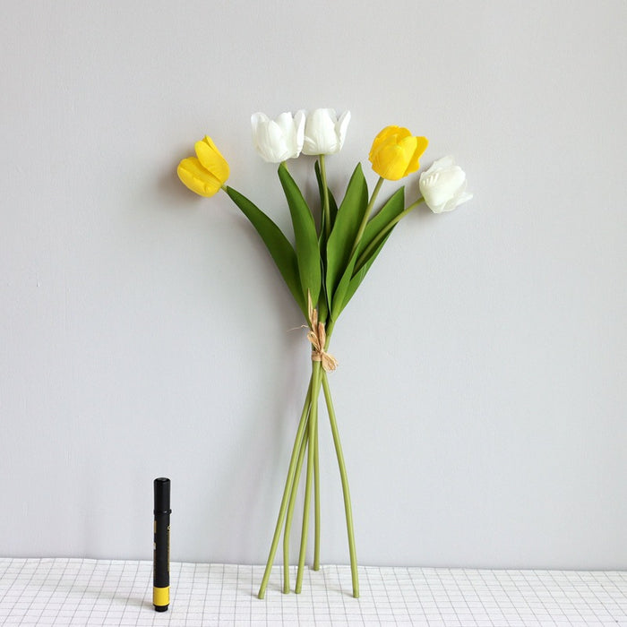 Ramo de tulipanes a granel de 19,6 pulgadas, flores artificiales de tacto Real, venta al por mayor 